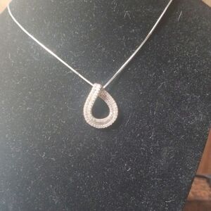 KPJ white diamond teardrop, 18kt gold, sterling silver chain measures 12'